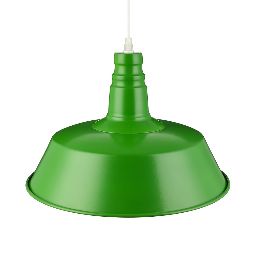 Suspension de salon de grange - Lampe suspendue en métal de style industriel de 10/14 pouces de large à 1 ampoule (rose/jaune) avec cordon réglable