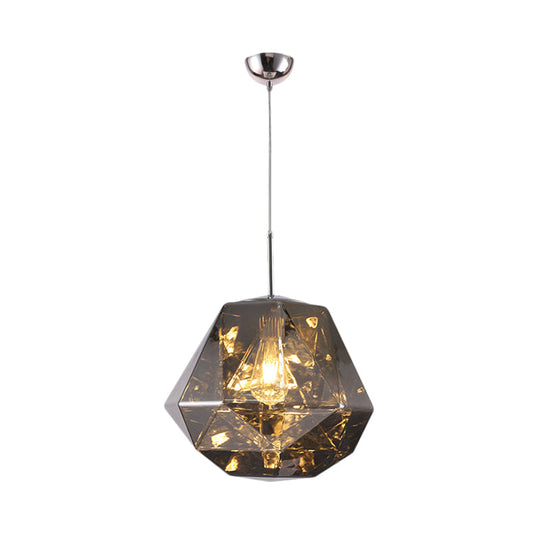 Contemporary 1-Light Pendant Lamp – Acrylic Shade in Black/Silver/Blue Diamond – Ceiling Hanging Light