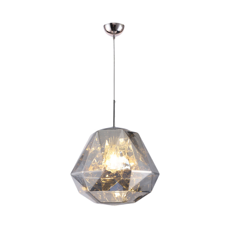 Contemporary 1-Light Pendant Lamp – Acrylic Shade in Black/Silver/Blue Diamond – Ceiling Hanging Light
