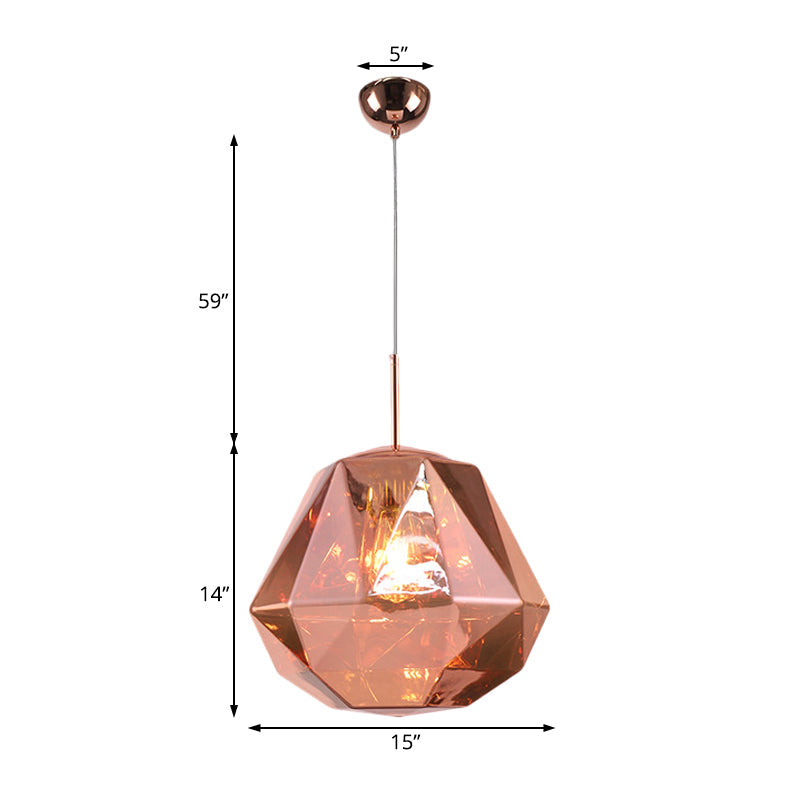 Contemporary 1-Light Pendant Lamp – Acrylic Shade in Black/Silver/Blue Diamond – Ceiling Hanging Light