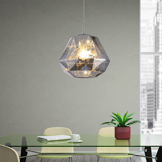 Contemporary 1-Light Pendant Lamp – Acrylic Shade in Black/Silver/Blue Diamond – Ceiling Hanging Light