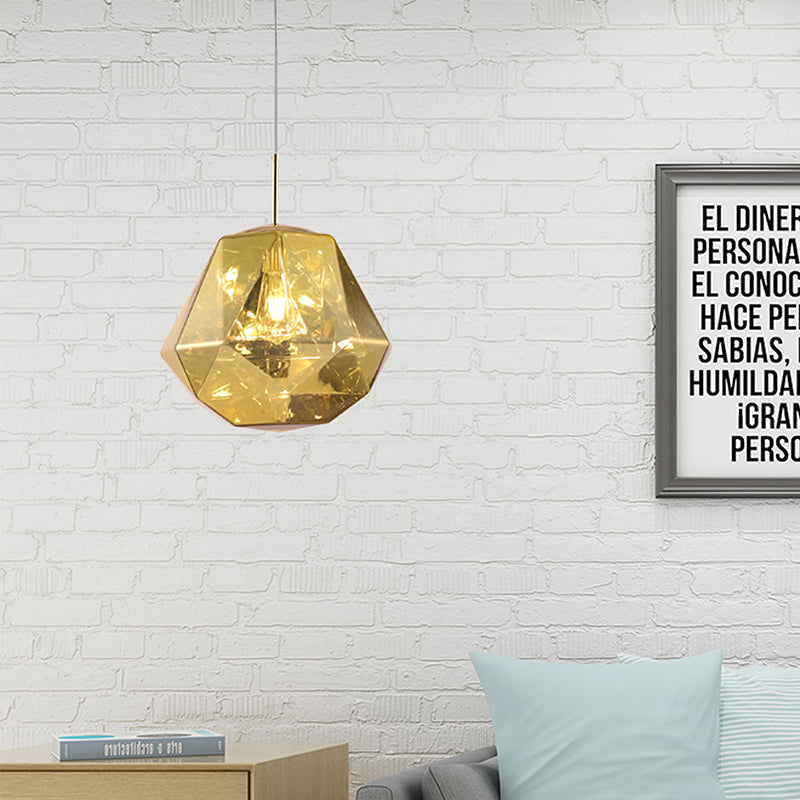 Contemporary 1-Light Pendant Lamp – Acrylic Shade in Black/Silver/Blue Diamond – Ceiling Hanging Light