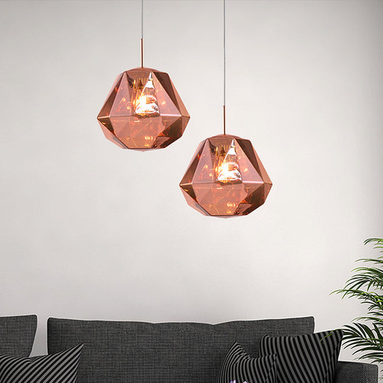 Modern Pendant Lamp With Acrylic Diamond Shade - Black/Silver/Blue
