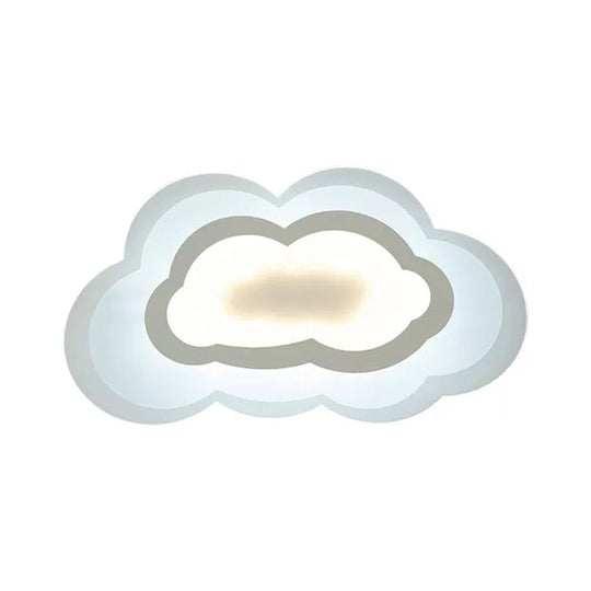 White Acrylic Cloud Ceiling Flush Mount Light with Simple Teen Style