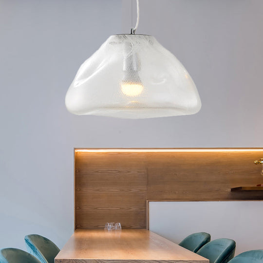 Modern Glass Pendant Light - Irregular Melt Design - Silver/Red/Blue - Living Room Ceiling Light - 8"/12" Wide