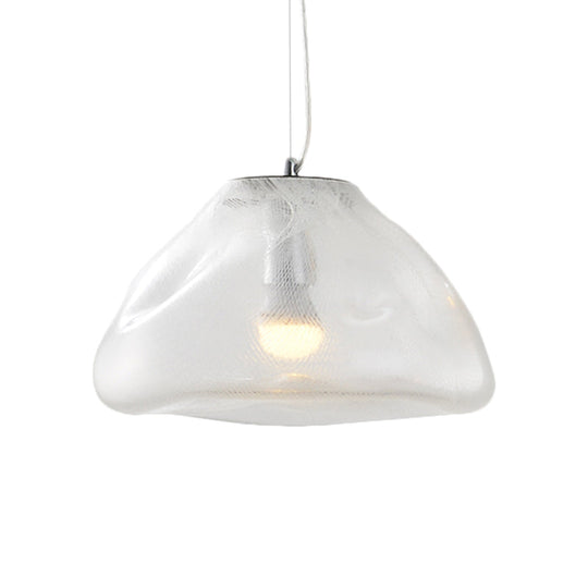 Modern Irregular Glass Pendant Light Silver/Red/Blue 1-Light 8/12 Wide Ideal For Living Room Ceiling