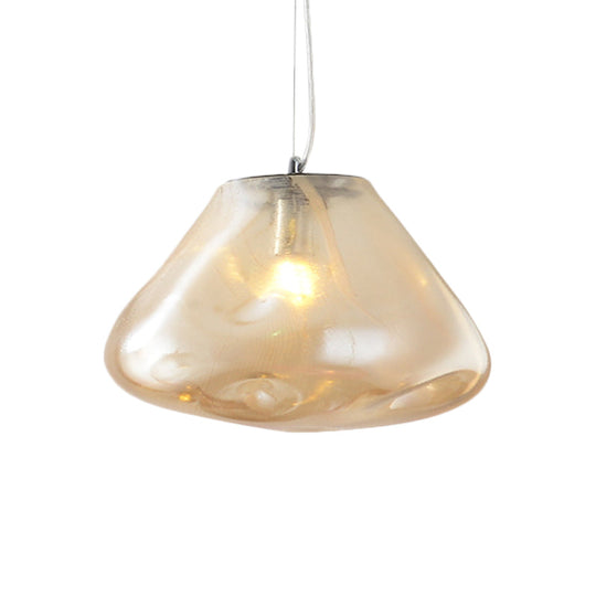 Modern Irregular Glass Pendant Light Silver/Red/Blue 1-Light 8/12 Wide Ideal For Living Room Ceiling