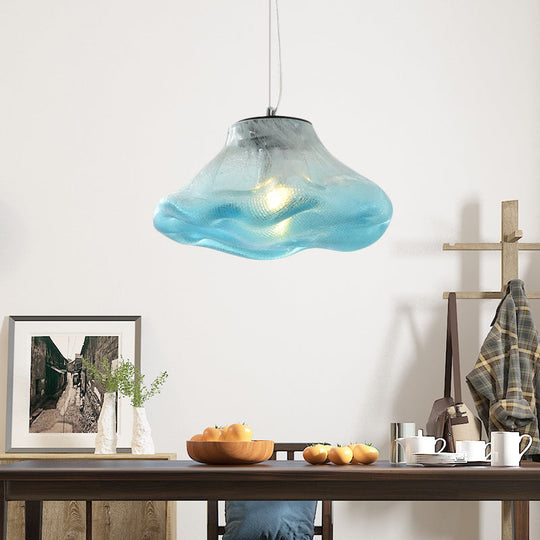 Modern Glass Pendant Light - Irregular Melt Design - Silver/Red/Blue - Living Room Ceiling Light - 8"/12" Wide