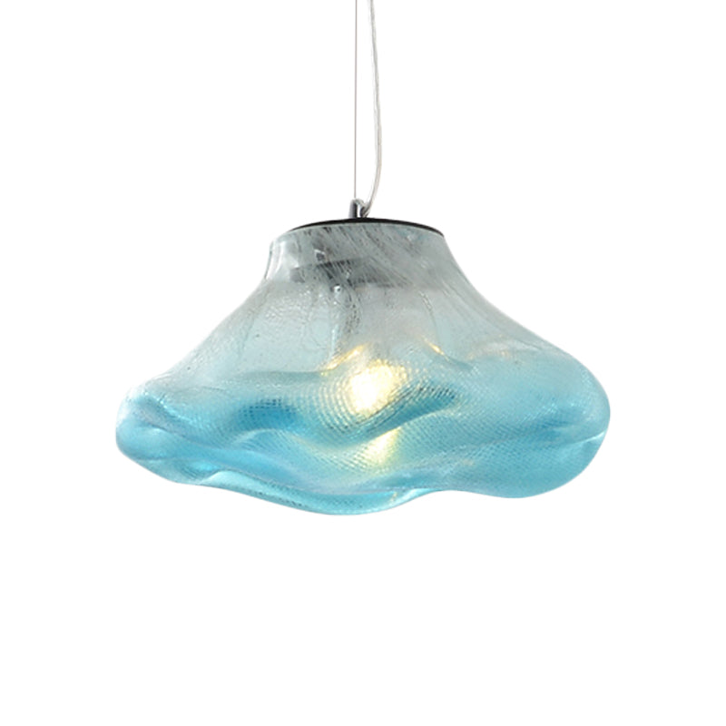 Modern Irregular Glass Pendant Light Silver/Red/Blue 1-Light 8/12 Wide Ideal For Living Room Ceiling