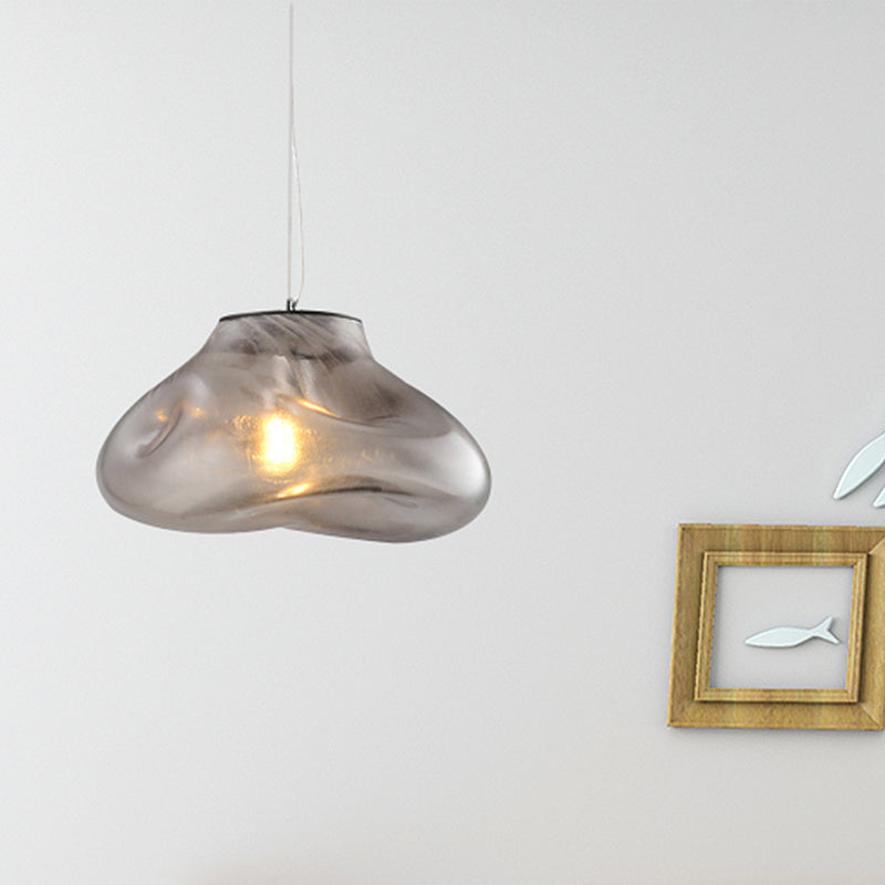 Modern Glass Pendant Light - Irregular Melt Design - Silver/Red/Blue - Living Room Ceiling Light - 8"/12" Wide