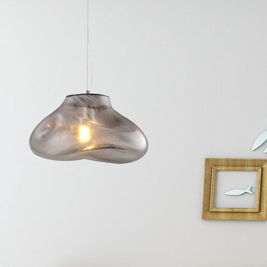 Modern Glass Pendant Light - Irregular Melt Design - Silver/Red/Blue - Living Room Ceiling Light - 8"/12" Wide