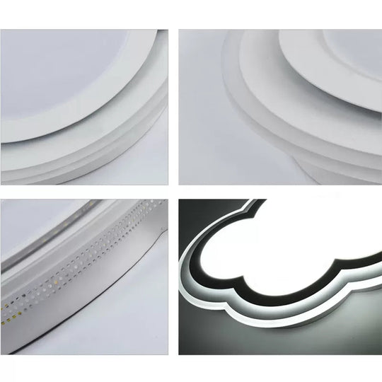 White Acrylic Cloud Ceiling Flush Mount Light With Simple Teen Style