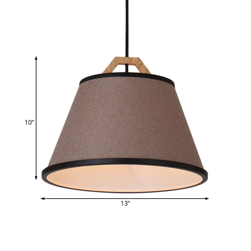 Modern Barrel Pendant Light: Gray/Flaxen Fabric 1-Light Suspension For Dining Room