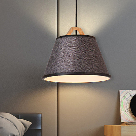 Minimalist Barrel Pendant Light in Gray/Flaxen - Elegant Dining Room Suspension Light