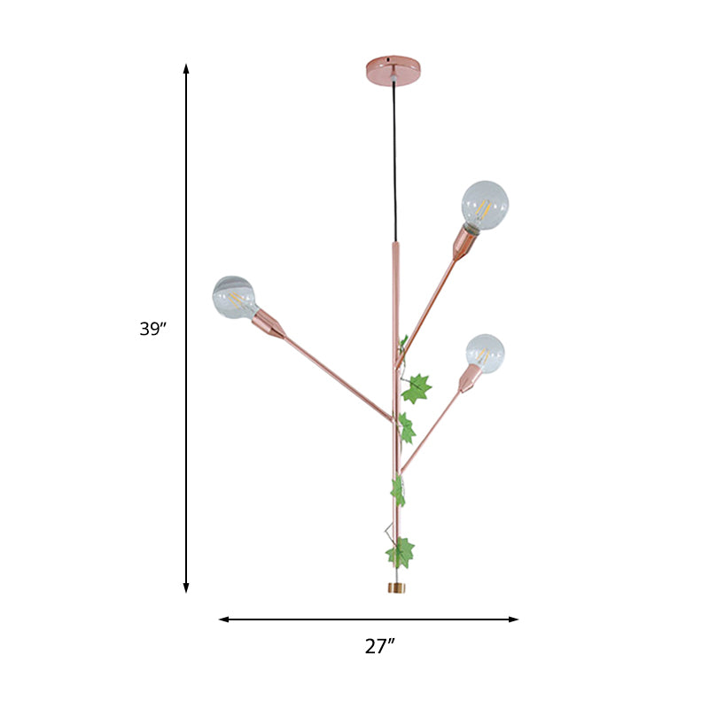 Modern Metal Pendant Lamp - Branch Design With 3/6 Lights In Gold/Rose Gold Cluster Perfect For