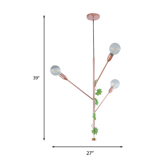 Modern Metal Pendant Lamp - Branch Design With 3/6 Lights In Gold/Rose Gold Cluster Perfect For