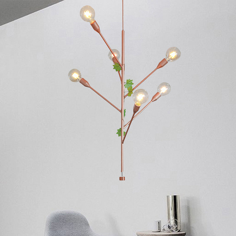 Modern Metal Pendant Lamp - Branch Design With 3/6 Lights In Gold/Rose Gold Cluster Perfect For