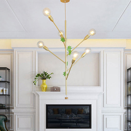 Modern Metal Pendant Lamp - Branch Design With 3/6 Lights In Gold/Rose Gold Cluster Perfect For