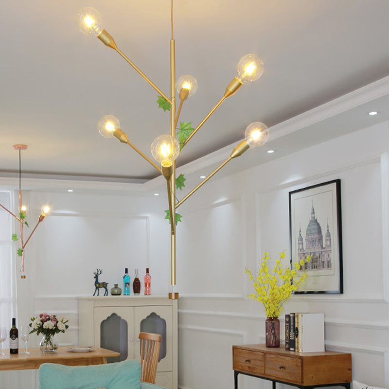 Modern Metal Branch Pendant Lamp - 3/6 Lights - Gold/Rose Gold - Ideal for Dining Room