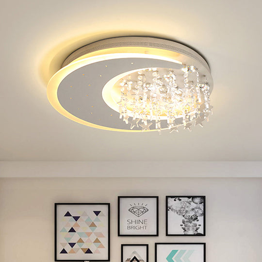 Crystal Deco LED Flushmount Ceiling Light for Kid's Bedroom - Modern & White