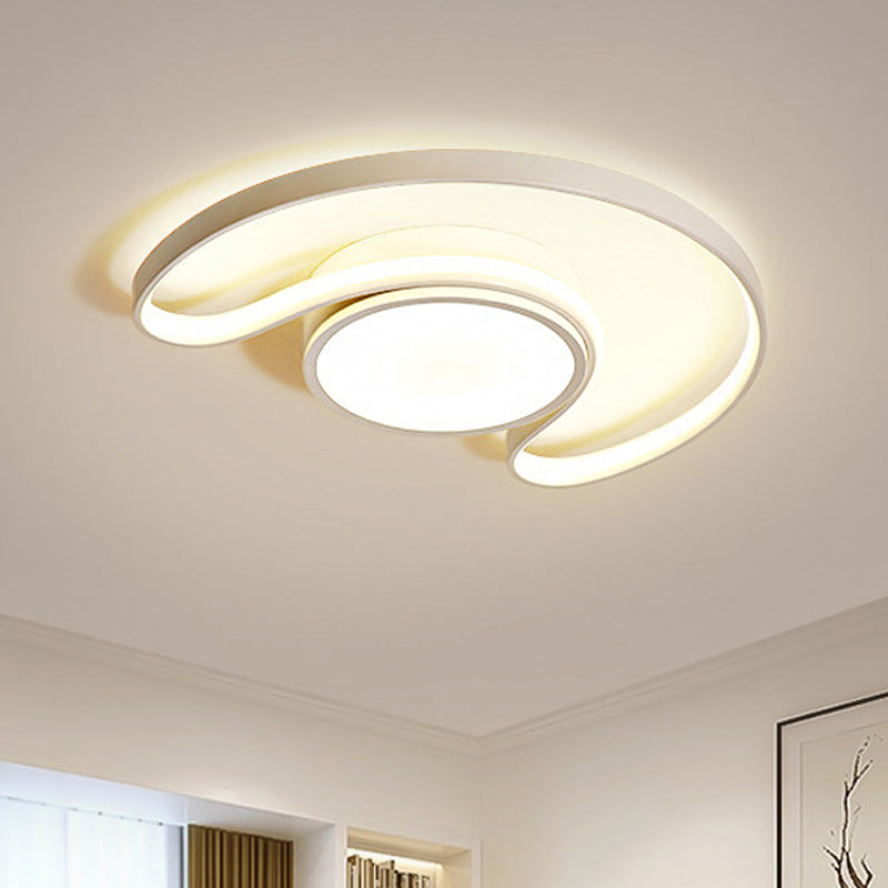 Kid's Bedroom Simplistic Sun & Moon LED Ceiling Light - White Flushmount Style