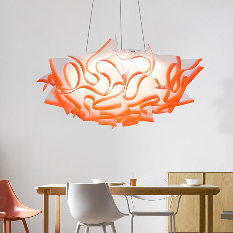 Art Deco Flower Pendant Light with 1 Acrylic Pink/Orange/Blue Shade for Dining Room Ceiling
