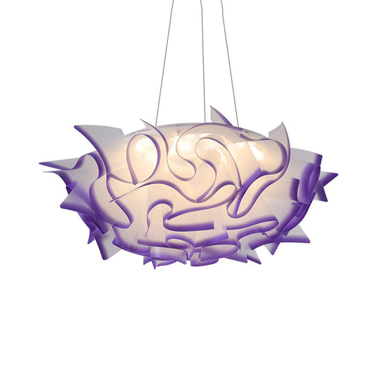 Flower Design Pendant Light - Art Deco Acrylic Single Pink/Orange/Blue Dining Room Ceiling