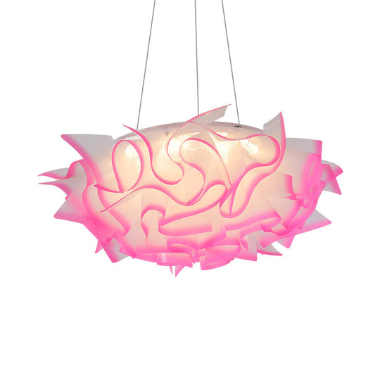 Flower Design Pendant Light - Art Deco Acrylic Single Pink/Orange/Blue Dining Room Ceiling