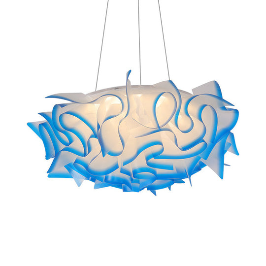 Flower Design Pendant Light - Art Deco Acrylic Single Pink/Orange/Blue Dining Room Ceiling