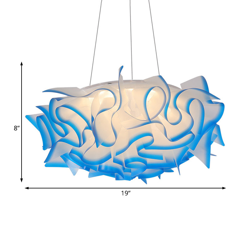 Flower Design Pendant Light - Art Deco Acrylic Single Pink/Orange/Blue Dining Room Ceiling