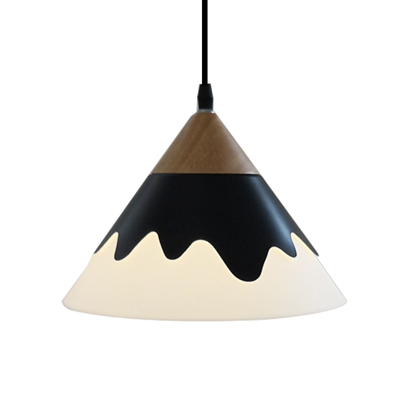 Modern Metal Cone Pendant Light Fixture for Dining Room in White/Gray/Black