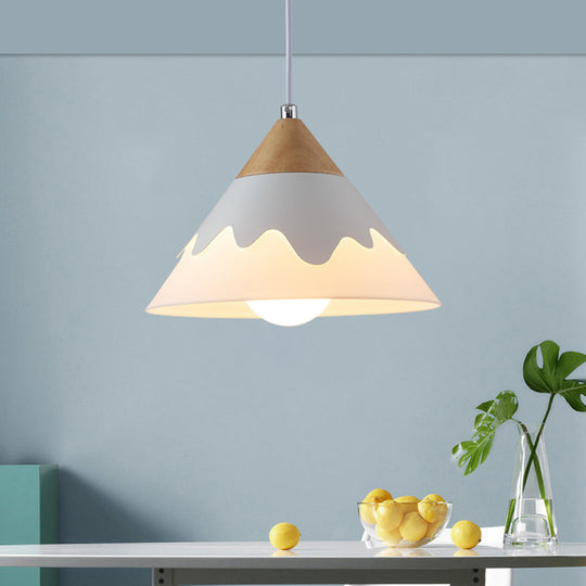 Modern Metal Cone Pendant Light Fixture for Dining Room in White/Gray/Black