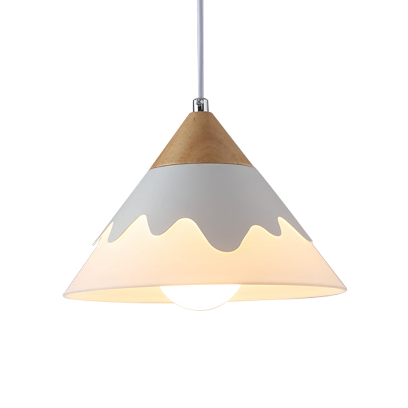 Modern Metal Cone Pendant Light Fixture for Dining Room in White/Gray/Black