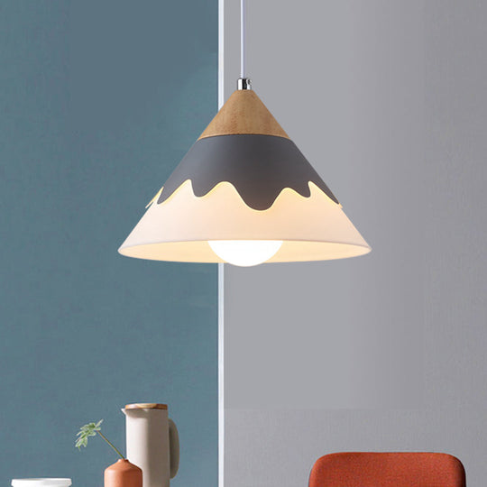 Modern Metal Cone Pendant Light Fixture for Dining Room in White/Gray/Black