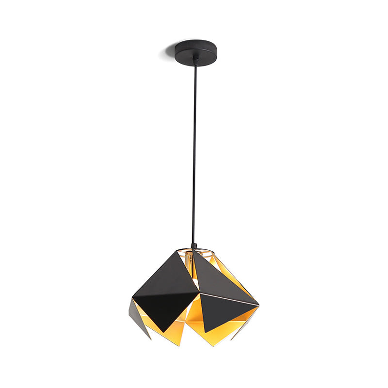 Modern Glass Geometric Hanging Ceiling Light, Black, 1-Light, 8.5"/12.5" Wide