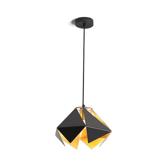 Modern Glass Geometric Hanging Ceiling Light, Black, 1-Light, 8.5"/12.5" Wide