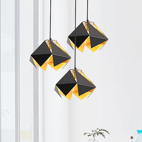Modern Glass Geometric Hanging Ceiling Light, Black, 1-Light, 8.5"/12.5" Wide