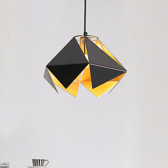 Modern Glass Geometric Hanging Ceiling Light, Black, 1-Light, 8.5"/12.5" Wide