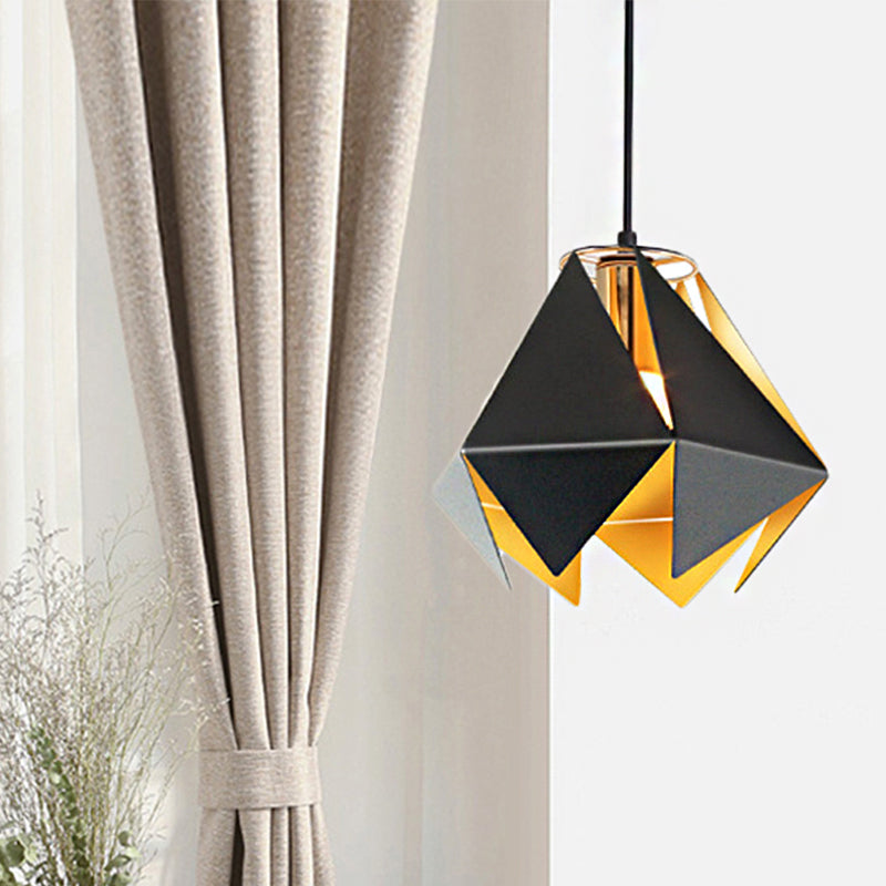 Modern Geometric Glass Hanging Ceiling Light - 1-Light Black Design For Dining Room 8.5 Or 12.5 Wide