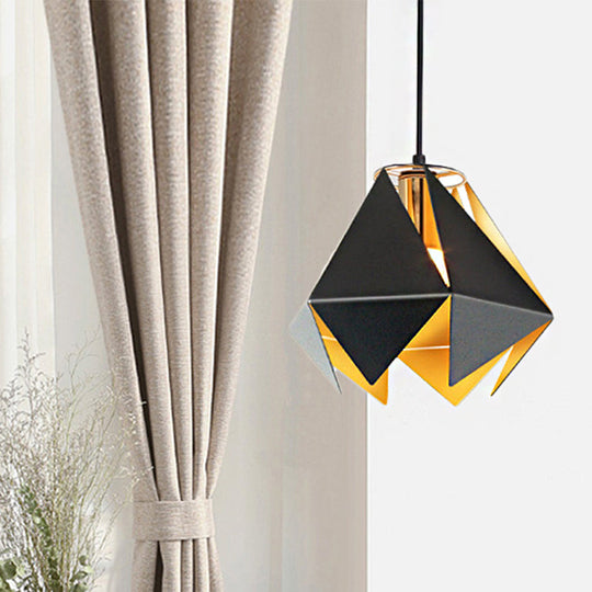 Modern Geometric Glass Hanging Ceiling Light - 1-Light Black Design For Dining Room 8.5 Or 12.5 Wide