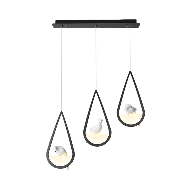 Lampe suspendue en acrylique en forme de goutte d'eau : 1/2/3 lumières | Noir/blanc | Lumière chaude/blanche | Suspension de salle à manger