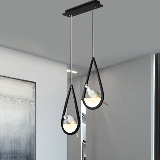 Lampe suspendue en acrylique en forme de goutte d'eau : 1/2/3 lumières | Noir/blanc | Lumière chaude/blanche | Suspension de salle à manger