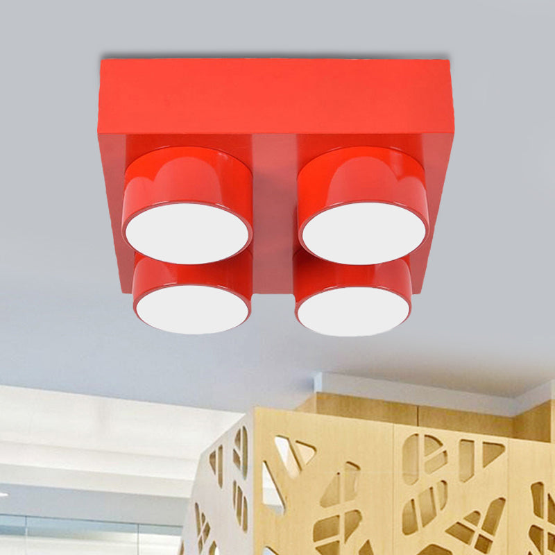 Rectangular Multi-Head Metal Ceiling Lamp For Modern Kitchen Flush Mount