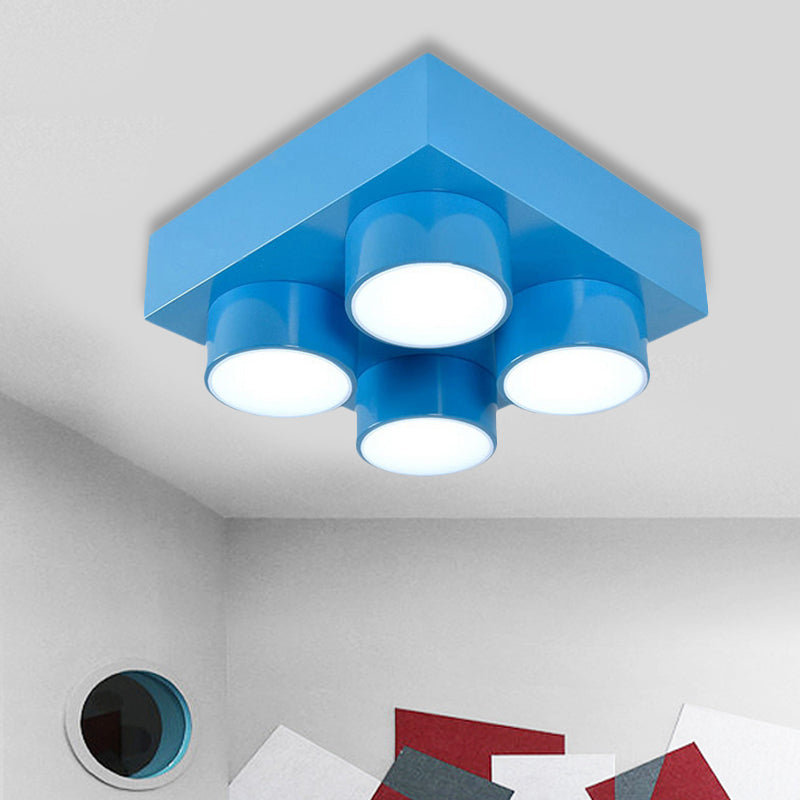 Rectangular Multi-Head Metal Ceiling Lamp For Modern Kitchen Flush Mount