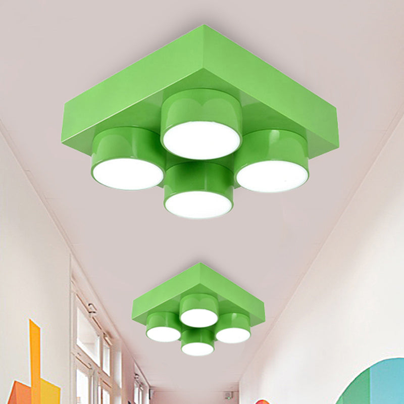 Rectangular Multi-Head Metal Ceiling Lamp For Modern Kitchen Flush Mount