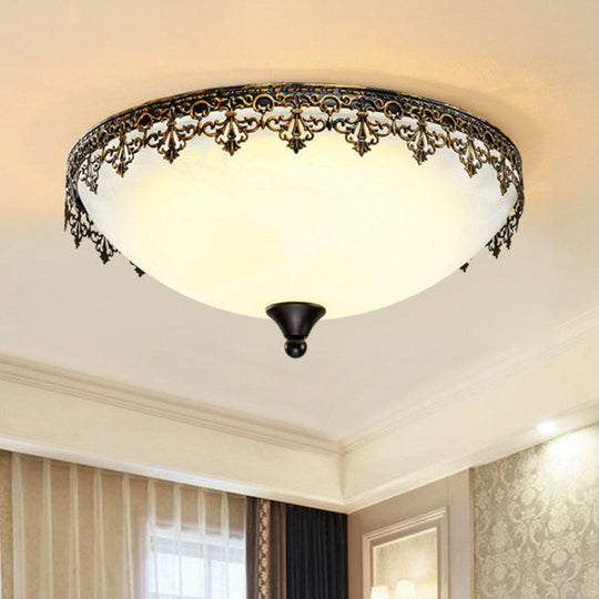 Retro LED Flush Mount Ceiling Light with Filigree Decor for Bedroom or Coffee Shop