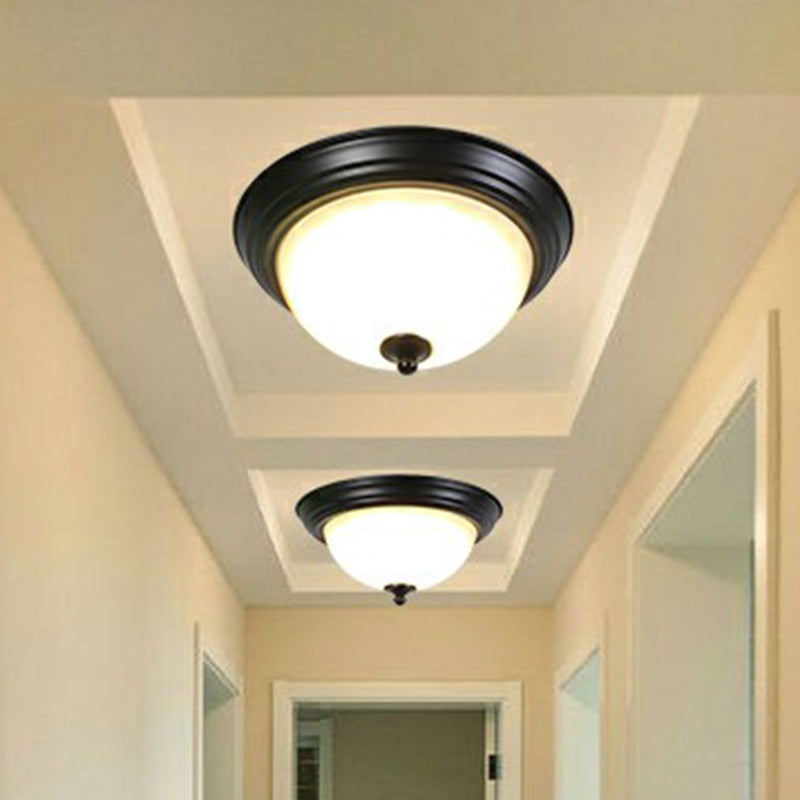 Frost Glass Led Flush Ceiling Light - Vintage Living Room Mount Fixture Black / Small B