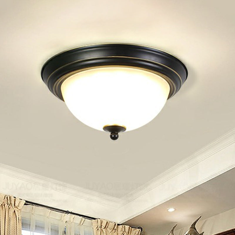 Frost Glass LED Flush Ceiling Light - Vintage Living Room Flush Mount Fixture