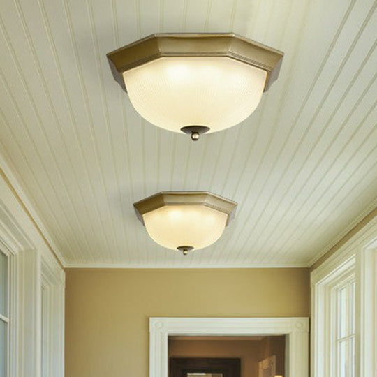 Ribbed Frosted Glass Flush Mount Ceiling Light - Retro Living Room LED Lighting