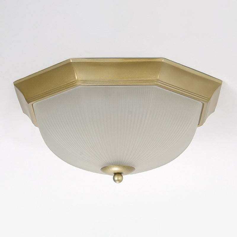 Ribbed Frosted Glass Flush Mount Ceiling Light - Retro Living Room LED Lighting